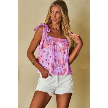 EARKOHA Womens Summer Boho Floral Tank Top Cute Beach Top