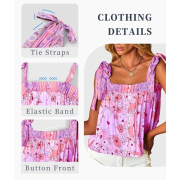 EARKOHA Womens Summer Boho Floral Tank Top Cute Beach Top