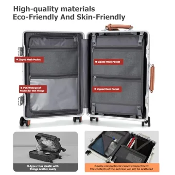 Feilario 20'' Aluminum Frame Carry-On Luggage with TSA Lock