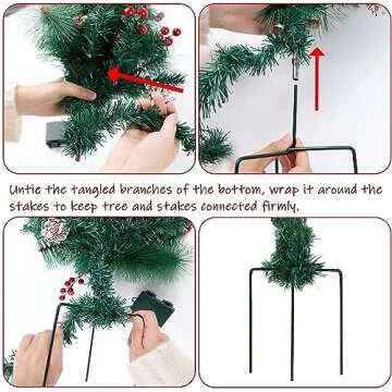 Juegoal 2 Pack 30 Inch Pre-Lit Pathway Christmas Trees, Artificial Christmas Urn Filler with 60 LED Lights, Red Berries, Pine Cones & Balls Ornaments, Battery Operated Holiday Decor for Driveway, Yard