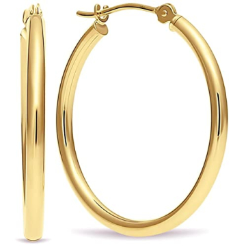 Elegant 14k Gold Classic Hoop Earrings - 1 Inch