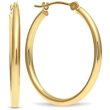 Elegant 14k Gold Classic Hoop Earrings - 1 Inch