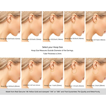 Elegant 14k Gold Classic Hoop Earrings - 1 Inch