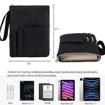 APLUFINE Book Sleeve with Zipper - Stylish & Protective Book Pouch, 11"x9"