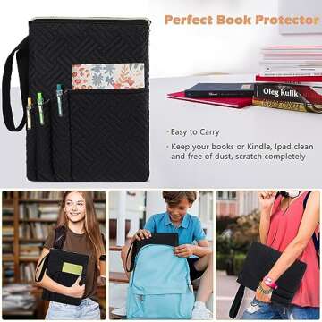 APLUFINE Padded Book Sleeve with Zipper for Book Lovers
