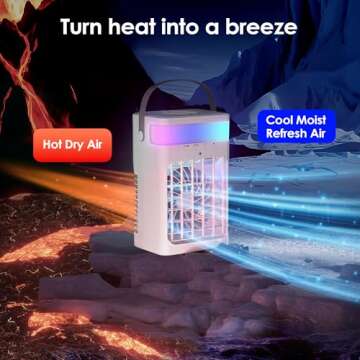 Ultimate Portable Air Conditioner with 1500ML Water Tank and RGB Lights