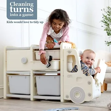 Wedanta Kids Toy Book Storage Organizer with Bins Shelves