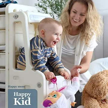 Wedanta Kids Toy Book Storage Organizer with Bins Shelves