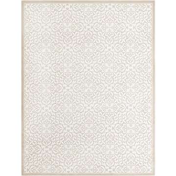 Unique Loom Rushmore Collection Area Rug - Johnson (9'x 12' 2" Rectangle, Snow White/ Beige)