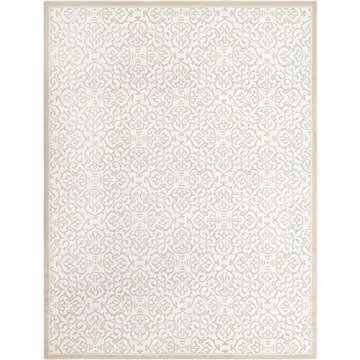 Unique Loom Rushmore Collection Area Rug - Johnson (9'x 12' 2" Rectangle, Snow White/ Beige)