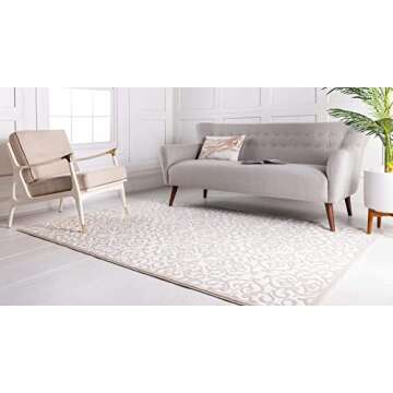 Unique Loom Rushmore Collection Area Rug - Johnson (9'x 12' 2" Rectangle, Snow White/ Beige)