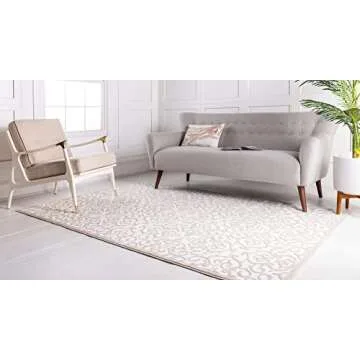 Unique Loom Rushmore Collection Area Rug - Johnson (9'x 12' 2" Rectangle, Snow White/ Beige)