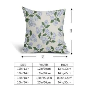 Aytipun Hydrangea Pillow Covers 18x18 Set of 2 Blue Floral Green Leaves Print Decorative Throw Pillowcases Outdoor Rustic Flower Farmhouse Spring Cushion Cases Decor for Home Couch Sofa Bed