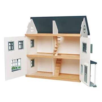 Tender Leaf Toys - Dovetail House - Large Luxury 27.36" Tall 3 Story Doll House with 6 Rooms - Gende...