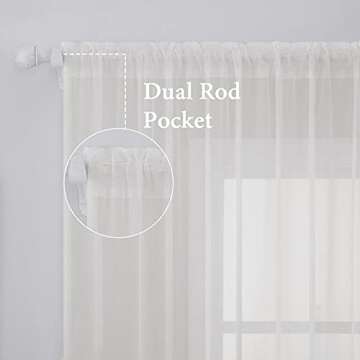 MIULEE Ivory Window Sheer Curtains for Bedroom Living Room Solid Elegant Net Drapes 2 Panels Width 3...