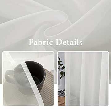MIULEE Ivory Window Sheer Curtains for Bedroom Living Room Solid Elegant Net Drapes 2 Panels Width 38 x Length 72 Inches