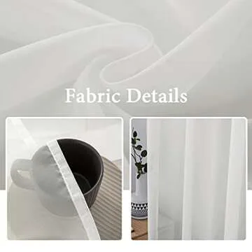 MIULEE Ivory Window Sheer Curtains for Bedroom Living Room Solid Elegant Net Drapes 2 Panels Width 38 x Length 72 Inches