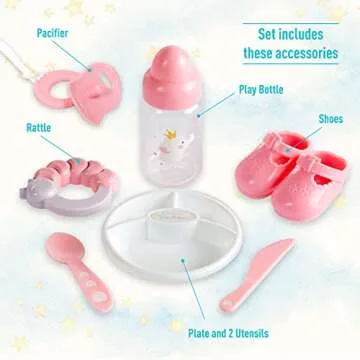 JC Toys 15" Realistic Soft Body African American Baby Doll with Open/Close Eyes Berenguer Boutique | 10 Piece Gift Set with Bottle, Rattle, Pacifier & Accessories | Pink | Ages 2+