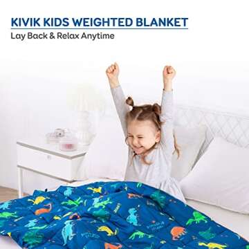 Kivik Weighted Blanket 3lbs, Blue Dinosaur Weighted Blankets，Cute Small Weighted Blankets 3 Pounds...