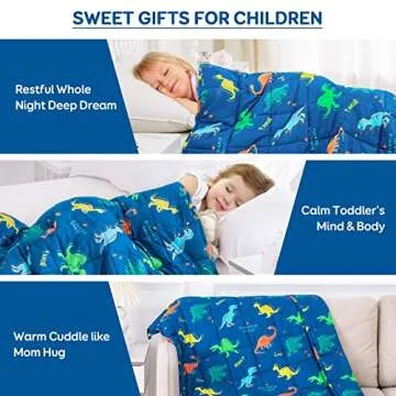 Kivik Weighted Blanket 3lbs, Blue Dinosaur Weighted Blankets，Cute Small Weighted Blankets 3 Pounds，Washable Soft Heavy Blanket Throw for All-Season, 36x48 Inches Blue