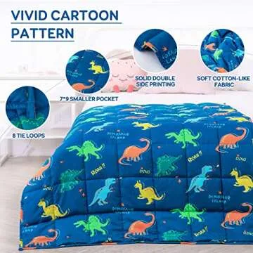 Kivik Weighted Blanket 3lbs, Blue Dinosaur Weighted Blankets，Cute Small Weighted Blankets 3 Pounds，Washable Soft Heavy Blanket Throw for All-Season, 36x48 Inches Blue