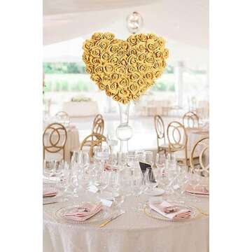 INSUNSIX 100 PCS Foam Flower Bulk Gold Rose Artificial Flowers Foam Roses Fake Flowers Faux Roses for DIY Wedding Bouquets Centerpieces Arrangements Party Baby Shower Home Decor(Gold)