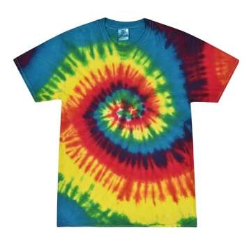 Vibrant Colortone 100% Cotton Reactive Tie Dye T-Shirt for Women and Men in 3X-Large Rainbow Design