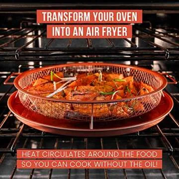 Chef Pomodoro Air Fryer Tray for Oven, Round Air Fryer Basket 12.2", Oil-Free Crisper Tray for Oven, Large Air Fryer Basket for Oven with Air Fryer Option, Non Toxic, Dishwasher Safe, 2-Piece Set