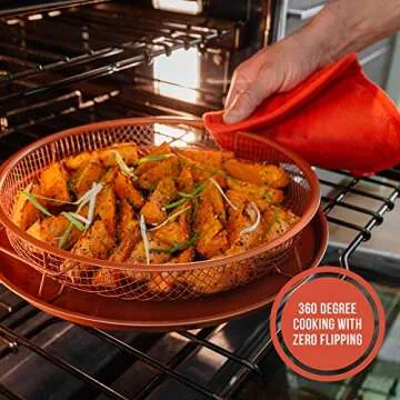 Chef Pomodoro Air Fryer Tray for Oven, Round Air Fryer Basket 12.2", Oil-Free Crisper Tray for Oven, Large Air Fryer Basket for Oven with Air Fryer Option, Non Toxic, Dishwasher Safe, 2-Piece Set