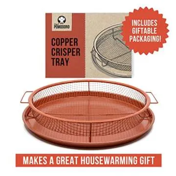 Chef Pomodoro Air Fryer Tray for Oven, Round Air Fryer Basket 12.2", Oil-Free Crisper Tray for Oven, Large Air Fryer Basket for Oven with Air Fryer Option, Non Toxic, Dishwasher Safe, 2-Piece Set
