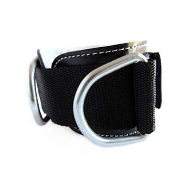 Contraband Black Label 3025 3inch Double Ring Pro Ankle Cuff - Perfect Ankle Strap for Glute Kickbacks on Cable Machines - Adjustable Heavy Duty Nylon Strap & Metal D-Rings - For Men & Women (SINGLE)