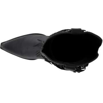 ROPER Womens Oakley Studded Pointed Toe Casual Boots Mid Calf Low Heel 1-2" - Black - Size 9 B