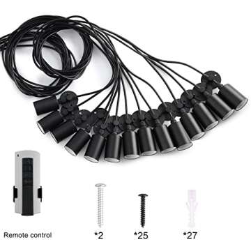 Fuloon Vintage Edison Multiple Ajustable DIY Ceiling Spider Lamp Light Pendant Lighting Chandelier Modern Chic Industrial Dining with Romote Control (14 Head Cable 200cm/78.7inch Each)