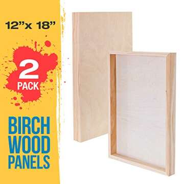 U.S. Art Supply 12" x 18" Birch Wood Paint Pouring Panel Boards, Gallery 1-1/2" Deep Cradle (Pack of...