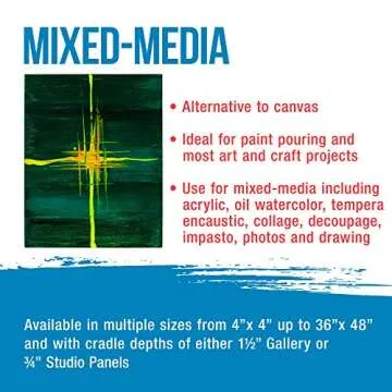 U.S. Art Supply 12" x 18" Birch Wood Paint Pouring Panel Boards, Gallery 1-1/2" Deep Cradle (Pack of 2) - Artist Depth Wooden Wall Canvases - Painting Mixed-Media Craft, Acrylic, Oil, Encaustic