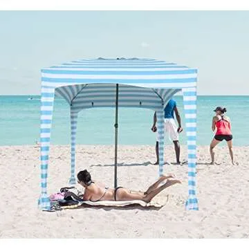 Nice C Beach Cabana Tent, Beach Canopy, Beach Tent, Sun Shade Canopy, Beach Cabana, Portable 6’x 6...