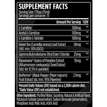 VMI Sports L-Carnitine 1500 Heat Stimulant Free Thermogenic Metabolic Support & Fat Loss for Men & Women | 1500mg L-Carnitine | Convenient Liquid (Patriot Pop)