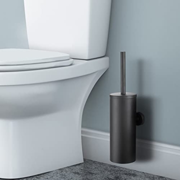 TINYROW Toilet Brush & Holder - Matte Black Wall-Mountable