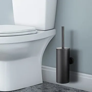 TINYROW Toilet Brush & Holder - Matte Black Wall-Mountable