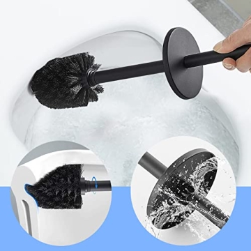 TINYROW Toilet Brush & Holder - Matte Black Wall-Mountable