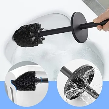 TINYROW Toilet Brush & Holder - Matte Black Wall-Mountable