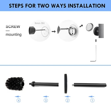 TINYROW Toilet Brush & Holder - Matte Black Wall-Mountable