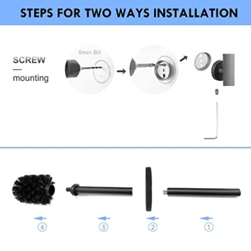 TINYROW Toilet Brush & Holder - Matte Black Wall-Mountable