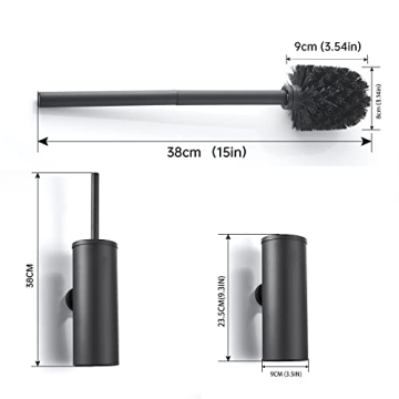 TINYROW Toilet Brush & Holder - Matte Black Wall-Mountable