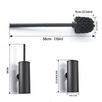 TINYROW Toilet Brush & Holder - Matte Black Wall-Mountable