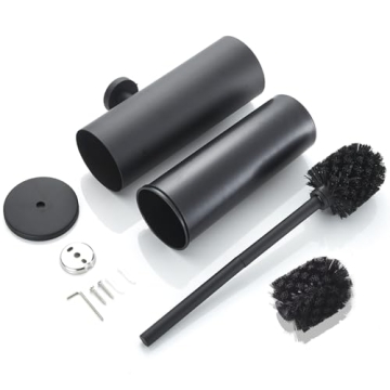 TINYROW Toilet Brush & Holder - Matte Black Wall-Mountable