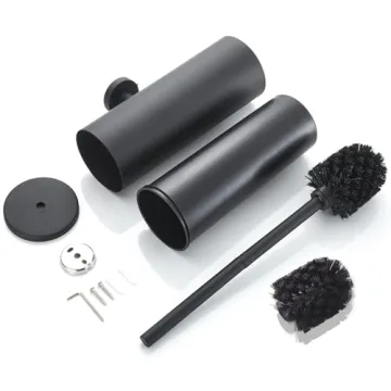 TINYROW Toilet Brush & Holder - Matte Black Wall-Mountable