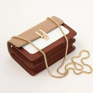 Stylish Women's Crossbody Bag Cute Faux Leather Color-Block Design