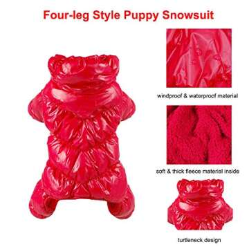 YOUDirect Winter Dog Coat - Waterproof & Windproof Snowsuit for Small Dogs