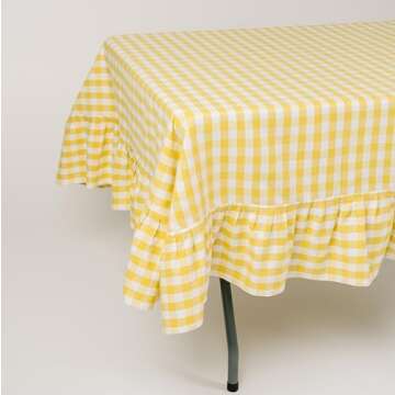 Galley and Fen Square Tablecloth - Cotton 60 x 60 inch Ruffled Table Cloth - Indoor or Outdoor Kitch...
